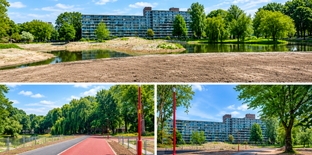 Parkrenovatie met water en paden Bossenbuurt2