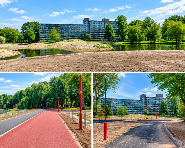 Parkrenovatie met water en paden Bossenbuurt2